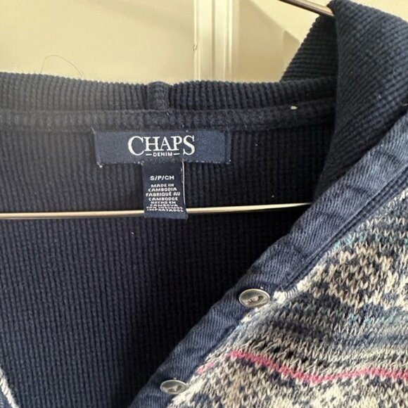 Chaps Navy and Gray Patterned Sweater Hoodie - Picture 3 of 4
